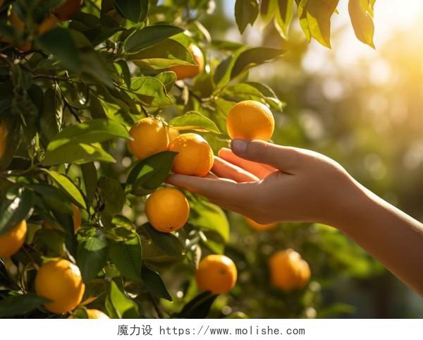 采摘橙子水果食品蔬果好吃